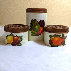 Vtg Cheinco Housewares Fruit Canister 3